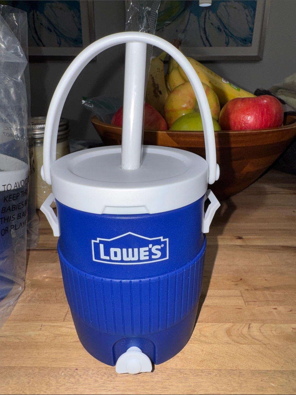 Lowe's mini Blue and White Insulated Beverage Jug with Spigot